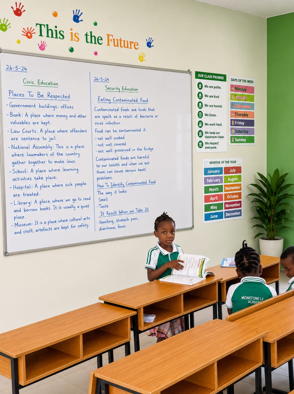 A pupil engaged in classroom learning